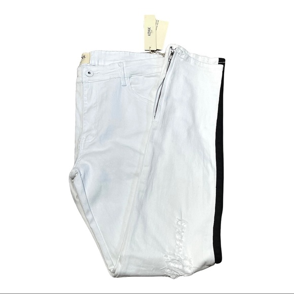 KDNK White Side Stripe Distressed Jeans - Picture 7 of 12
